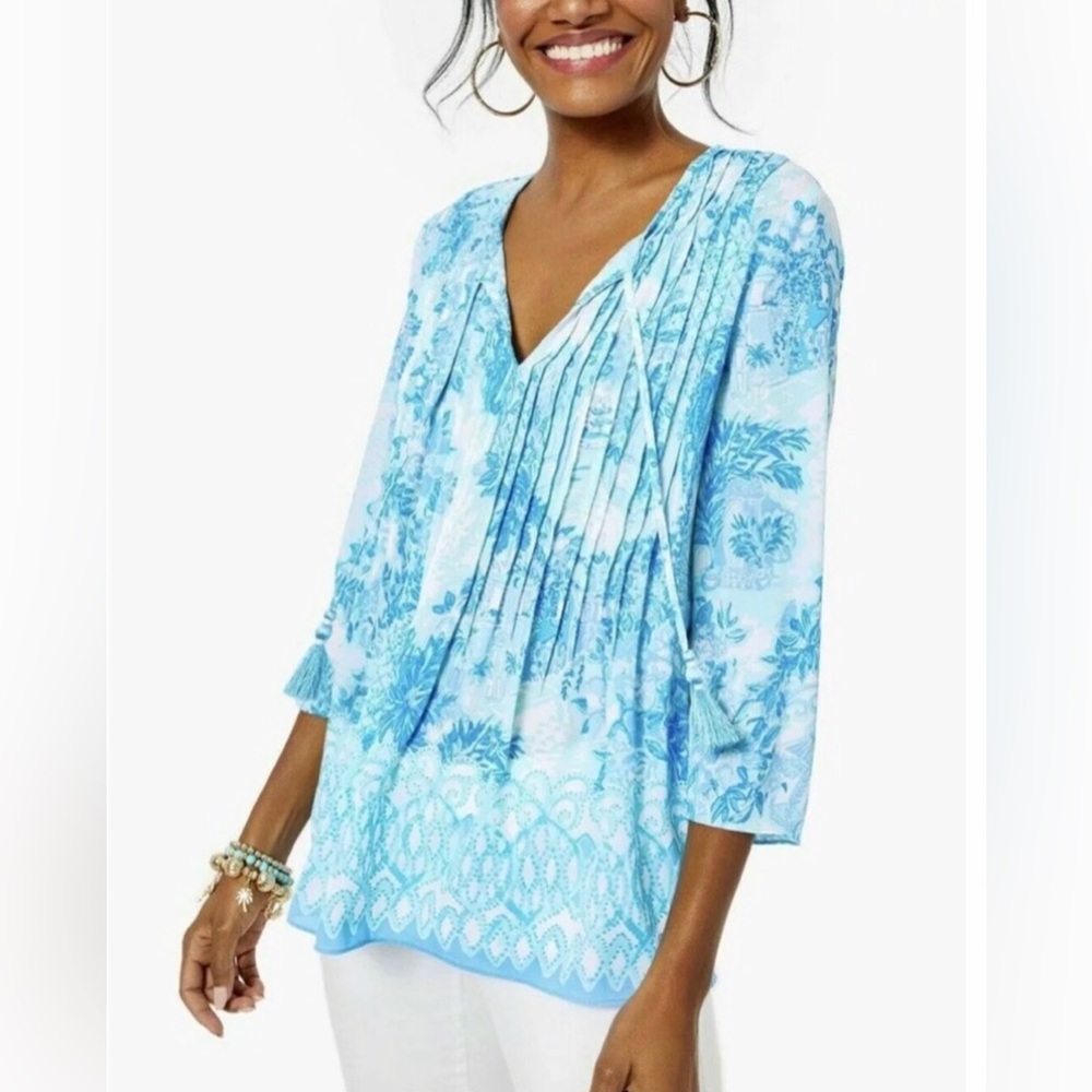 Lilly Pulitzer Marlina Tunic Top in Toile Me About It New Size L